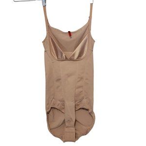 SPANX Slimmer & Shine Open Bust Bodysuit Shaper Beige Plus 1X